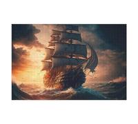 75x50cm/1000pcs Jigsaw Puzzles for Teenagerss Voyage Through Time A Pirate Ship's Journey Jigsaw Puzzle Toy Wall Decor Difficult Hard Unique Birthday And Xmas Gifts 75x50cm/1000pcs