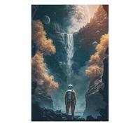75x50cm/1000pcs Jigsaw Puzzles for Teenagerss Waterfall Astronaut Space Puzzles for Adults Family Games Wall Decoration Deal As Gifts for The Whole Family 75x50cm/1000pcs