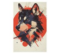75x50cm/1000pcs Jigsaw Puzzles for Teenagerss Wolf Portrait in Red Jigsaw Brain Teaser Game Wall Decoration Unique Birthday And Xmas Gifts 75x50cm/1000pcs