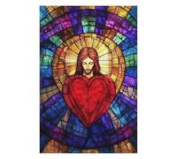 75x50cm/1000pcs Jigsaw Puzzles- Jesus Sacred Heart Stained Glass Jigsaws for Adults Brain Teaser Game Precision Cutting Deal As Gifts for The Whole Family 75x50cm/1000pcs