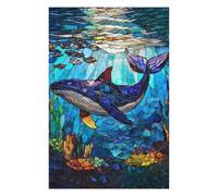 75x50cm/1000pcs Jigsaw Puzzles Stained Glass Whale Puzzle for Adults Relaxing Games Precision Cutting Unique Birthday And Xmas Gifts 75x50cm/1000pcs