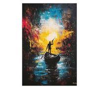 75x50cm/1000pcs Jigsaw Puzzles Voyage Into Light - Expressionist Abstract River Journey Puzzle for Adults Relaxing Games Precision Cutting Unique Birthday And Xmas Gifts 75x50cm/1000pcs