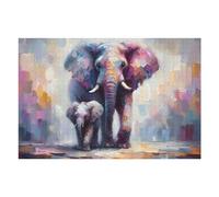 75x50cm/1000pcs Jigsaws Adults Puzzles Gifts Elephant And Little Child - Abstract Painting Jigsaw for Adults Family Game Staycation Kill Time Gifts for Friends And Family 75x50cm/1000pcs