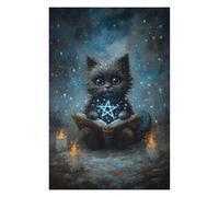 75x50cm/1000pcs Jigsaws Adults Puzzles Gifts Mystical Cat Reading Spellbook Jigsaw Puzzle Relax Games Staycation Kill Time Birthday Present, Gifts, 75x50cm/1000pcs