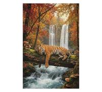 75x50cm/1000pcs Jigsaws Adults Puzzles Gifts Resting Tiger by Waterfall in Autumn Puzzles for Adults Relaxing Games A Work of Art Gifts for Friends And Family 75x50cm/1000pcs