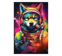 75x50cm/1000pcs Jigsaws Adults Puzzles Gifts Space Wolf Astronaut Art Print-3 Puzzles for Adults Relaxing Games A Work of Art Gifts for Friends And Family 75x50cm/1000pcs
