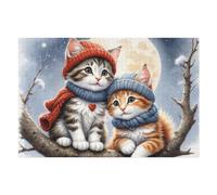 75x50cm/1000pcs Jigsaws Adults Puzzles Gifts Winter Cats Moon Night Puzzle for Adults Hands-on Game Wall Decoration Gifts for Friends And Family 75x50cm/1000pcs