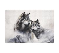 75x50cm/1000pcs Jigsaws Adults Puzzles Gifts Winter Wolf Pair Jigsaw Puzzle Relax Games Staycation Kill Time Birthday Present, Gifts, 75x50cm/1000pcs