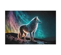 75x50cm/1000pcs Jigsaws Adults Puzzles Gifts Wolf Gazing at Aurora Borealis Jigsaw Puzzle Relax Games Staycation Kill Time Birthday Present, Gifts, 75x50cm/1000pcs