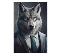 75x50cm/1000pcs Jigsaws for Adults Puzzle Alpha Wolf in Suit -1 Jigsaws for Adults Family Game Difficult Hard Gifts for Friends And Family 75x50cm/1000pcs
