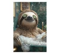 75x50cm/1000pcs Jigsaws for Adults Puzzle Funny Animal Sloth Wellness & Spa Day, Relaxing Bubble Bath Puzzles for Adults Anti-Stress Toys Wall Decoration Gifts for Friends And Family 75x50cm/1000pcs