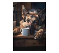 75x50cm/1000pcs Jigsaws for Adults Puzzle German Shepherd Dog Coffee Jigsaws for Adults Family Game Difficult Hard Gifts for Friends And Family 75x50cm/1000pcs