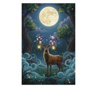 75x50cm/1000pcs Jigsaws for Adults Puzzle Magical Deer in Moonlight Forest Puzzle for Adults Anti-Stress Toys A Work of Art Challenging To Complete 75x50cm/1000pcs