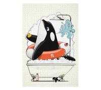 75x50cm/1000pcs Jigsaws for Adults Puzzle Orca Killer Whale in Bath Jigsaw for Adults Toy Wall Decor Hand Speed Race Gifts for Friends And Family 75x50cm/1000pcs