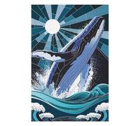 75x50cm/1000pcs Jigsaws for Adults Puzzle Whale Leaping from Waves Stained Glass Puzzle for Adults Anti-Stress Toys But Fun And Humorous Gifts for Friends And Family 75x50cm/1000pcs