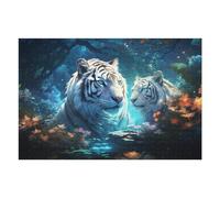 75x50cm/1000pcs Jigsaws for Teenagerss Enchanted Forest with White Tigers Jigsaw Puzzle Relaxing Games Difficult Challenge Challenging To Complete 75x50cm/1000pcs