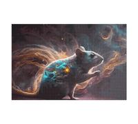 75x50cm/1000pcs Jigsaws for Teenagerss Galactic Mouse Cosmic Artwork Jigsaw Puzzle Relaxing Games Difficult Challenge Challenging To Complete 75x50cm/1000pcs
