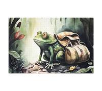 75x50cm/1000pcs Jigsaws for Teenagerss Journey Begins Frog with Backpack Jigsaw Puzzle Relaxing Games Difficult Challenge Challenging To Complete 75x50cm/1000pcs