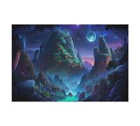 75x50cm/1000pcs Jigsaws for Teenagerss Mystical Night Landscape with Glowing Moon Puzzle for Adults Relaxing Games Enhance Memory Gifts for Friends And Family 75x50cm/1000pcs
