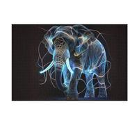 75x50cm/1000pcs Jigsaws for Teenagerss Neon Elephant Artwork Jigsaw Puzzle Relaxing Games Difficult Challenge Challenging To Complete 75x50cm/1000pcs