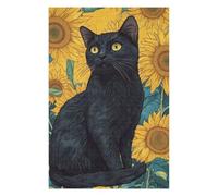 75x50cm/1000pcs Jigsaws for Teenagerss Puzzle Black Cat And Sunflowers Puzzles for Adults Hands-on Game Home Decoration for Is Ideal As A Gift 75x50cm/1000pcs