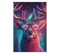 75x50cm/1000pcs Jigsaws for Teenagerss Puzzle Enchanted Forest Deer with Glasses Jigsaw Puzzle Family Game Enhance Memory Birthday And Unique Gifts 75x50cm/1000pcs