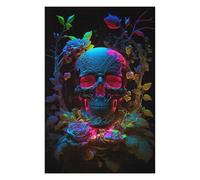 75x50cm/1000pcs Jigsaws for Teenagerss Puzzle Neon Skull Puzzles for Adults Hands-on Game Home Decoration for Is Ideal As A Gift 75x50cm/1000pcs