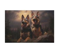 75x50cm/1000pcs Jigsaws for Teenagerss Puzzle Two German Shepherds at Dusk Puzzle for Adults Anti-Stress Toys Birthday Present for Is Ideal As A Gift 75x50cm/1000pcs