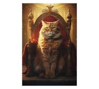 75x50cm/1000pcs Jigsaws Queen Orange Cat Throne Puzzles for Adults Anti-Stress Toys Pattern Assembly Deal As Gifts for The Whole Family 75x50cm/1000pcs