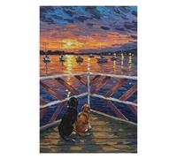 75x50cm/1000pcs Puzzle For Adults Dogs Watching Sunset over The Sea Jigsaw Puzzle Relax Games Enhance Memory Deal As Gifts for The Whole Family 75x50cm/1000pcs
