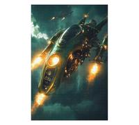 75x50cm/1000pcs Puzzle For Adults Green Spaceship in Flight Jigsaw for Adults Hands-on Game A Work of Art Deal As Gifts for The Whole Family 75x50cm/1000pcs