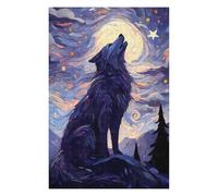 75x50cm/1000pcs Puzzle For Adults Howling Wolf Starry Night Puzzle for Adults Relaxing Games Staycation Kill Time Unique Birthday And Gifts 75x50cm/1000pcs