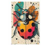 75x50cm/1000pcs Puzzle For Adults Ladybug Illustration Vibrant Ladybug Artwork in Abstract Style Jigsaws for Adults DIY Toys For Family Fun Deal As Gifts for The Whole Family 75x50cm/1000pcs