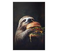 75x50cm/1000pcs Puzzle For Adults Sloth Eating Burger Jigsaw for Adults Hands-on Game A Work of Art Deal As Gifts for The Whole Family 75x50cm/1000pcs