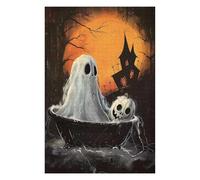75x50cm/1000pcs Puzzle For Adults Spooky Halloween Ghost And Pumpkin Illustration Jigsaws for Adults DIY Toys For Family Fun Deal As Gifts for The Whole Family 75x50cm/1000pcs