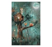 75x50cm/1000pcs Puzzle For Adults Treehouse Dreams - Forest Magic at Night Jigsaws for Adults DIY Toys For Family Fun Deal As Gifts for The Whole Family 75x50cm/1000pcs