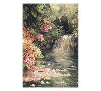 75x50cm/1000pcs Puzzle For Adults Watercolor Waterfall with Flowers And Foliage Jigsaw Puzzle Relax Games Enhance Memory Deal As Gifts for The Whole Family 75x50cm/1000pcs