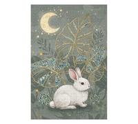 75x50cm/1000pcs Puzzle For Adults White Rabbit with Moon And Leaves Jigsaw for Adults Hands-on Game A Work of Art Deal As Gifts for The Whole Family 75x50cm/1000pcs