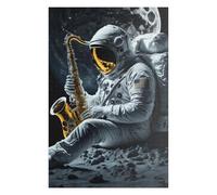 75x50cm/1000pcs Puzzles for Adults Astronaut Playing Saxophone on The Moon Jigsaw Puzzle Anti-Stress Toys Presents for Women Difficult And Challenge 75x50cm/1000pcs