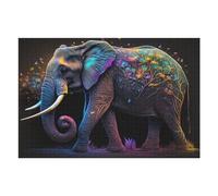 75x50cm/1000pcs Puzzles for Adults Colorful Elephant with Tree Illustration Jigsaws for Adults Relaxing Games Presents for Women Unique Gifts for Birthday And Christmas 75x50cm/1000pcs