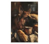 75x50cm/1000pcs Puzzles for Adults German Shepherd Coffee Teenagers Puzzles Hands-on Game Enhance Memory Unique Gifts for Birthday And Christmas 75x50cm/1000pcs