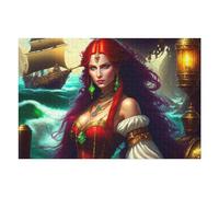 75x50cm/1000pcs Puzzles for Adults Pirate Queen's Treasure Jigsaws for Adults Relaxing Games Presents for Women Unique Gifts for Birthday And Christmas 75x50cm/1000pcs