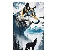 75x50cm/1000pcs Puzzles for Adults Wolf Howling Moon Landscape Teenagers Puzzles Hands-on Game Enhance Memory Unique Gifts for Birthday And Christmas 75x50cm/1000pcs