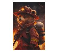 75x50cm/1000pcs Puzzles for Teenagerss Brave Firefighter Bear Adult Jigsaw Brain Teaser Game Presents for Women for Birthday, Chrismas 75x50cm/1000pcs
