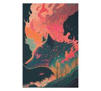 75x50cm/1000pcs Puzzles for Teenagerss Flaming Wolf A Digital Artwork Puzzles for Adults Anti-Stress Toys Difficult Challenge Unique Birthday And Gifts 75x50cm/1000pcs