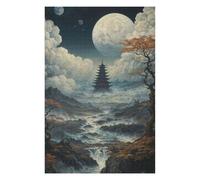 75x50cm/1000pcs Puzzles for Teenagerss Pagoda Under The Full Moon Jigsaw Puzzle Toy Wall Decor Difficult Challenge Stress Reduction Gifts 75x50cm/1000pcs