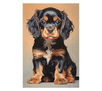 75x50cm/1000pcs Teenagers Pieces Jigsaw Puzzle Black And Tan Cavalier King Charles Spaniel Puppy Teenagers Puzzles Fun Games Staycation Kill Time Challenging To Complete 75x50cm/1000pcs