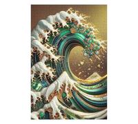 75x50cm/1000pcs Teenagers Pieces Jigsaw Puzzle Gold Great Wave Abstract Puzzles for Adults Hands-on Game Perfect Decoration Challenging To Complete 75x50cm/1000pcs