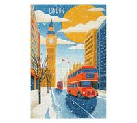 75x50cm/1000pcs Teenagers Pieces Jigsaw Puzzle London Winter Scene with Red Buses Puzzles for Adults Hands-on Game Perfect Decoration Challenging To Complete 75x50cm/1000pcs