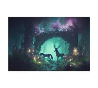 75x50cm/1000pcs Teenagers Puzzles Enchanted Forest with Mystical Creatures Adult Puzzles Hands-on Game Difficult Challenge Unique Gifts for Birthday And Christmas 75x50cm/1000pcs